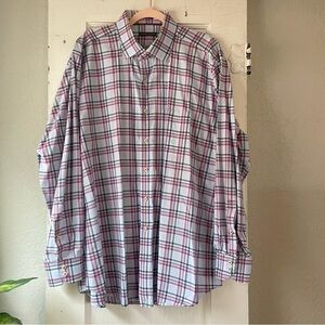 Peter Millar Button Down Plaid Shirt - Pink and Blue